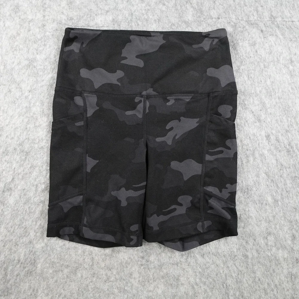 Yogalicious Shorts Womens Extra Small Black Camo High Waist Pockets Biker Lux - Picture 1 of 10